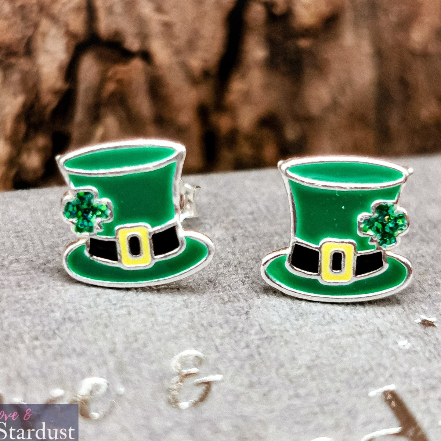LEPRECHAUN HAT Sterling Silver & Enamel Earrings