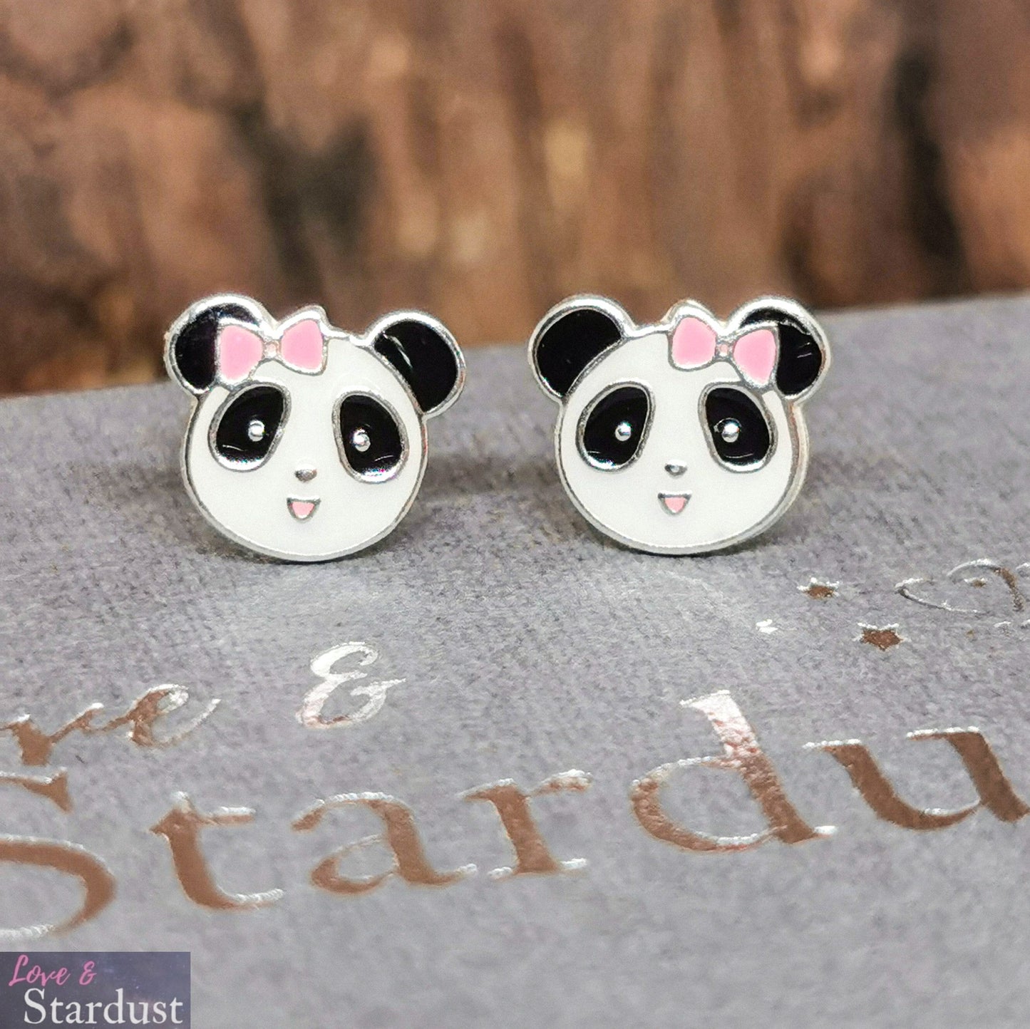 PANDA BEAR Sterling Silver & Enamel Earrings