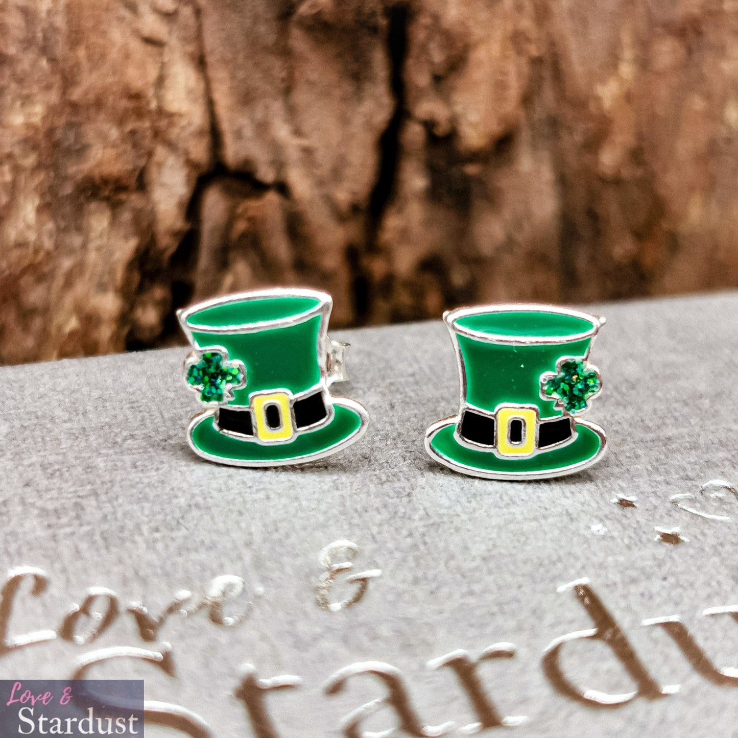 LEPRECHAUN HAT Sterling Silver & Enamel Earrings