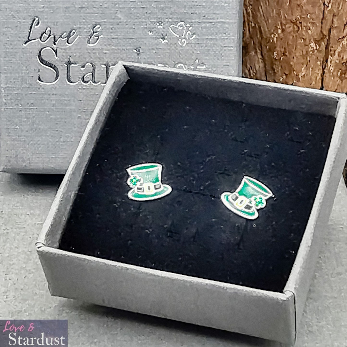 LEPRECHAUN HAT Sterling Silver & Enamel Earrings