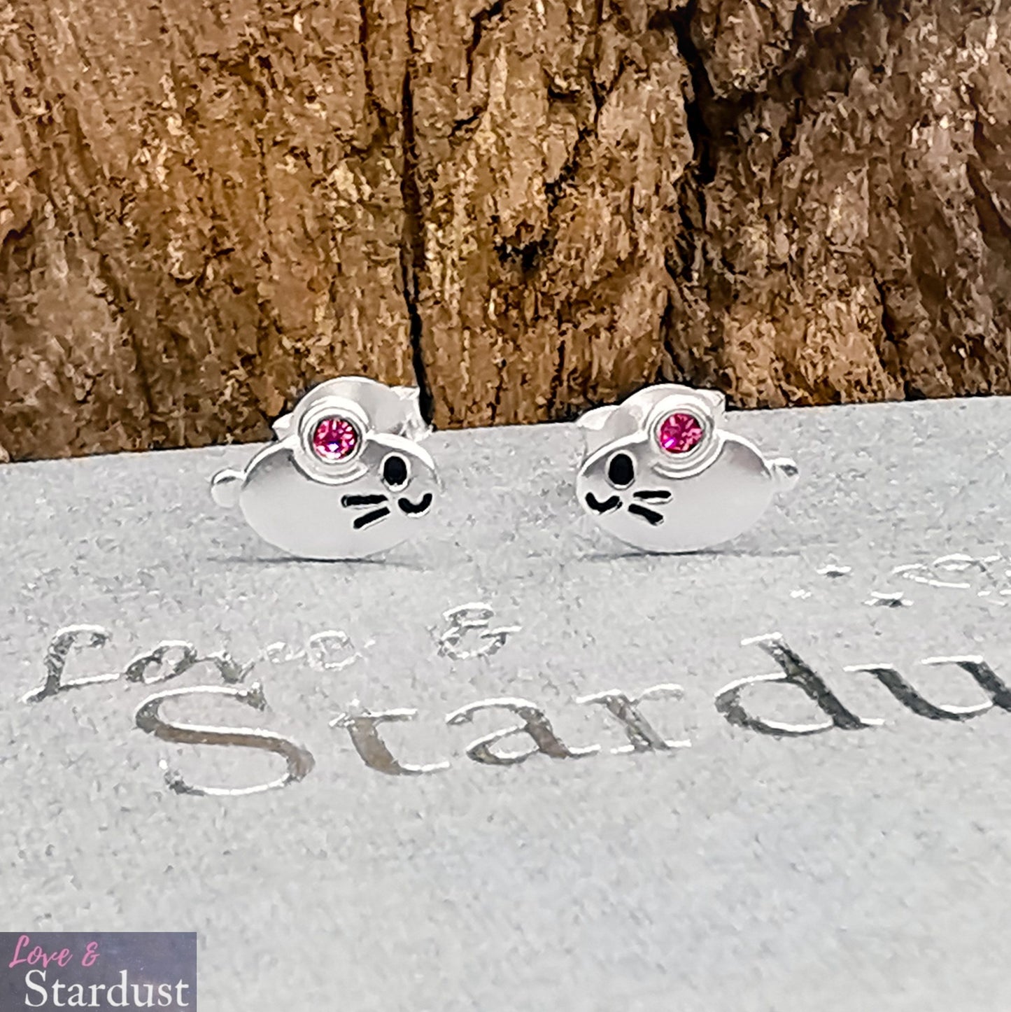 MOUSE Sterling Silver, Enamel & CZ Earrings