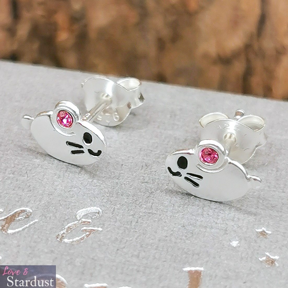MOUSE Sterling Silver, Enamel & CZ Earrings