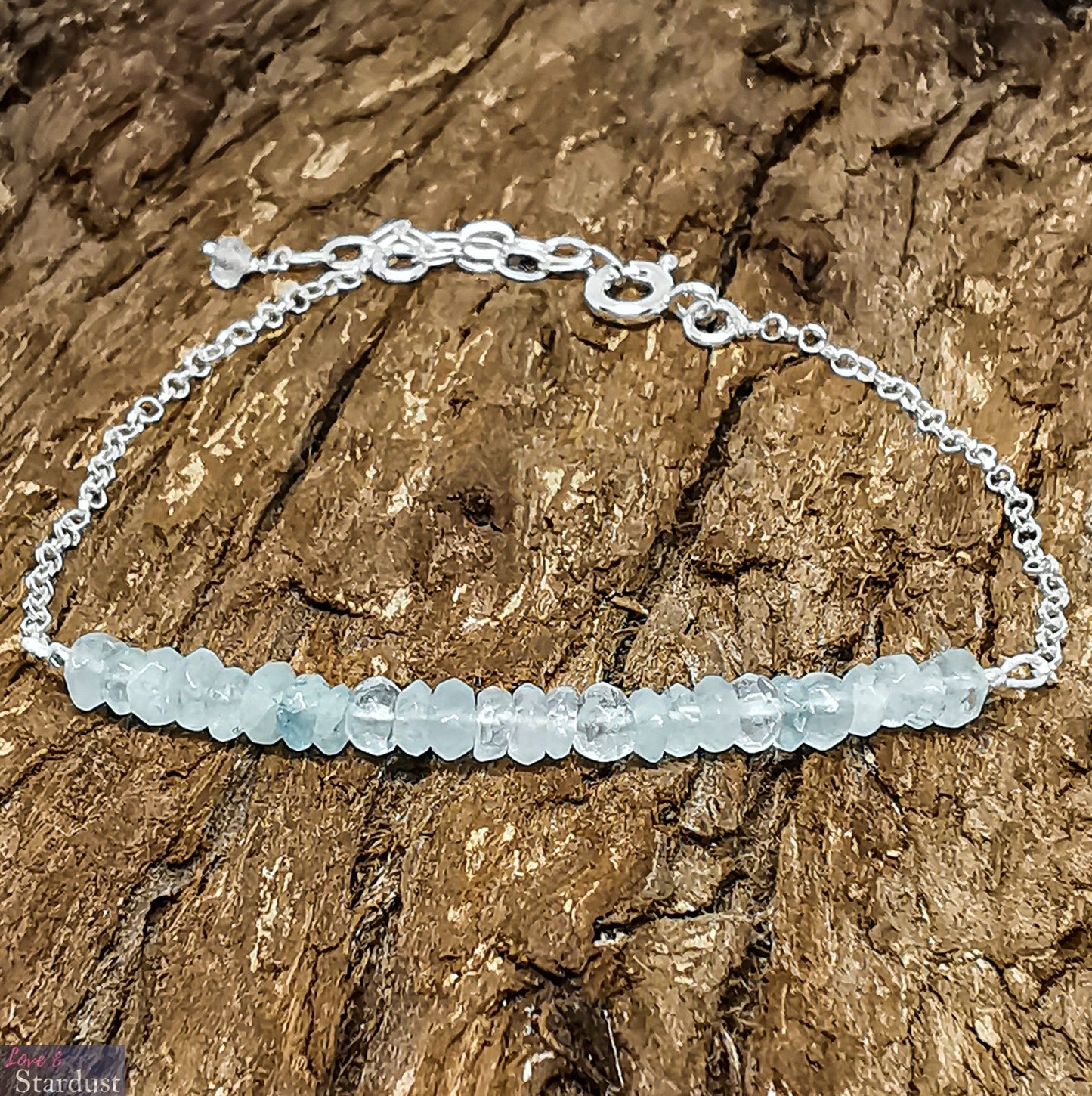 AQUAMARINE Sterling Silver Teen/Small Bracelet