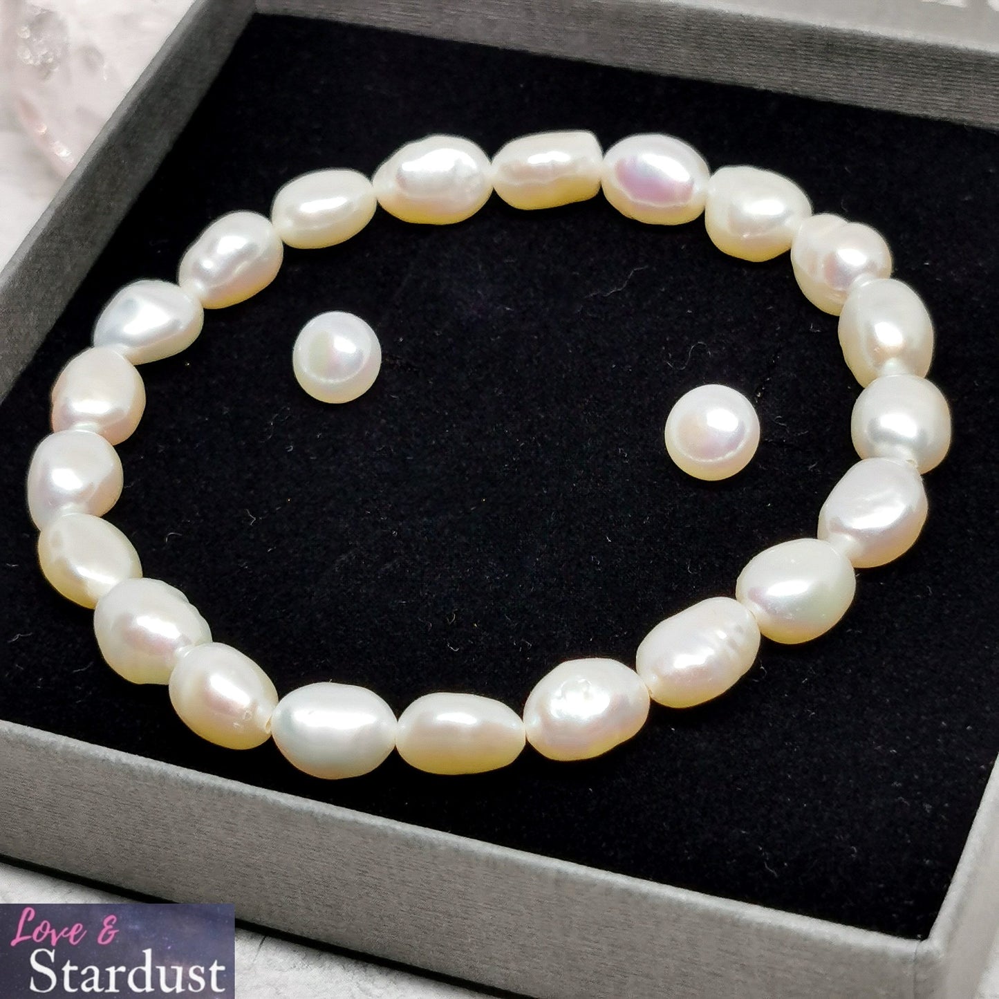 IVORY FRESHWATER PEARL Sterling Silver Bracelet & Earring Set