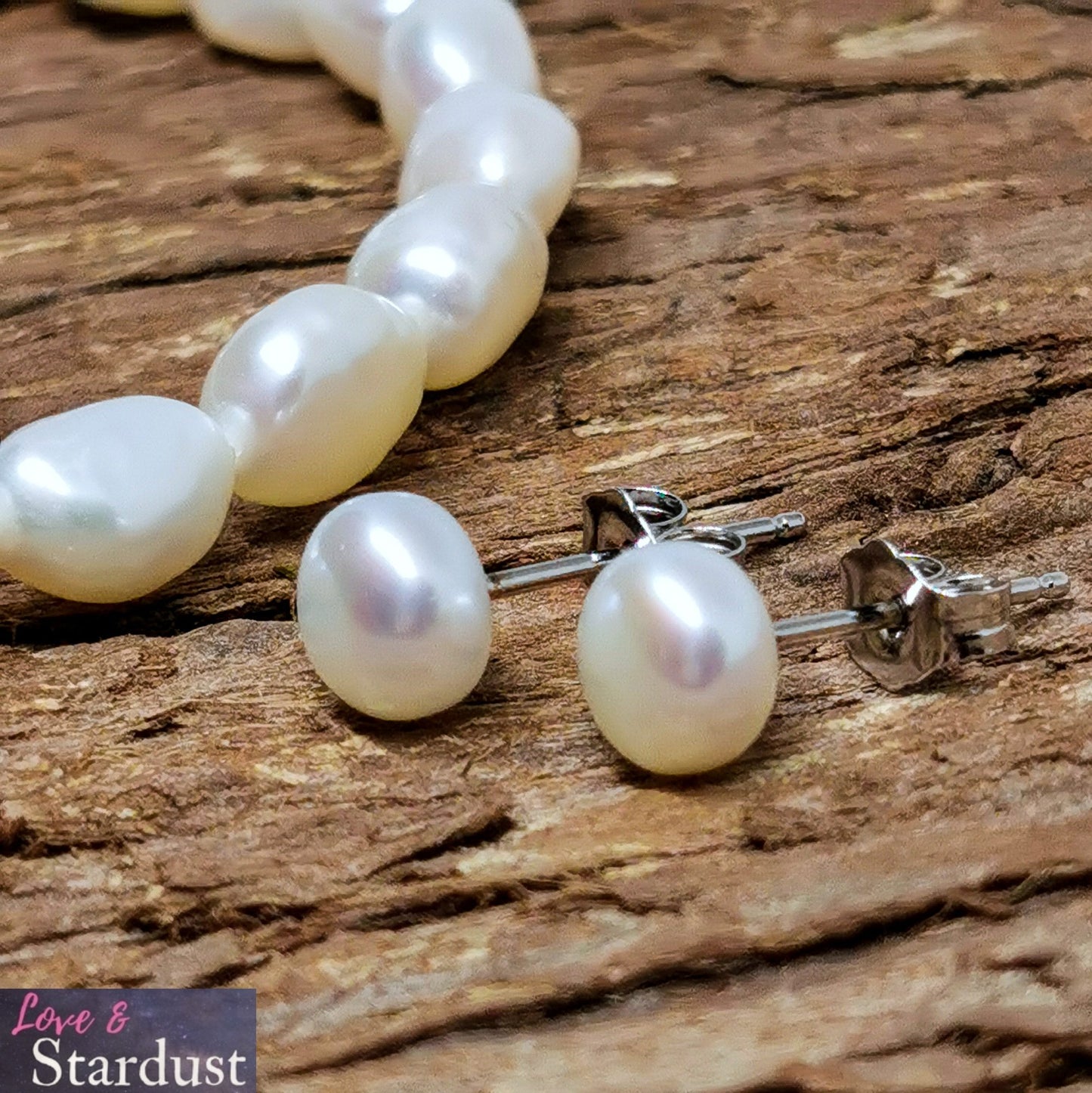 IVORY FRESHWATER PEARL Sterling Silver Bracelet & Earring Set