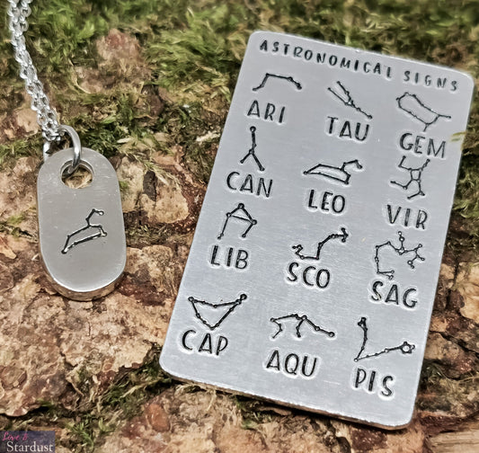 ZODIAC ASTRONOMICAL STARSIGN Pewter Necklace