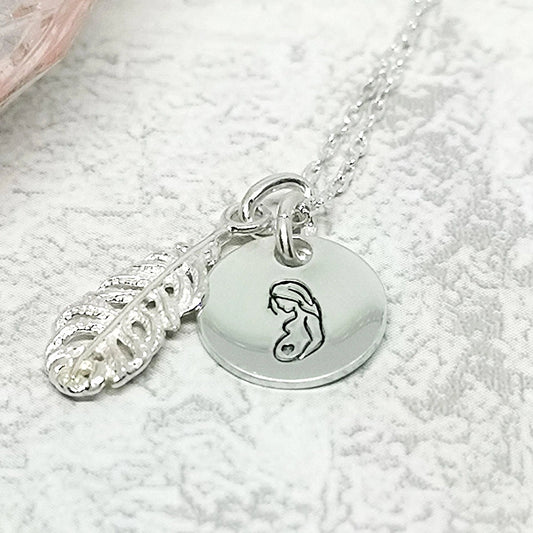 PREGNANCY LOSS Sterling Silver Necklace (optional Feather)