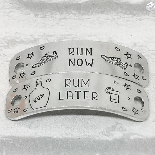 RUN NOW RUM LATER Trainer Tags