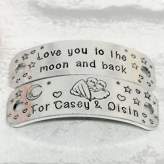 LOVE YOU TO THE MOON & BACK Personalised Trainer Tags - Twins