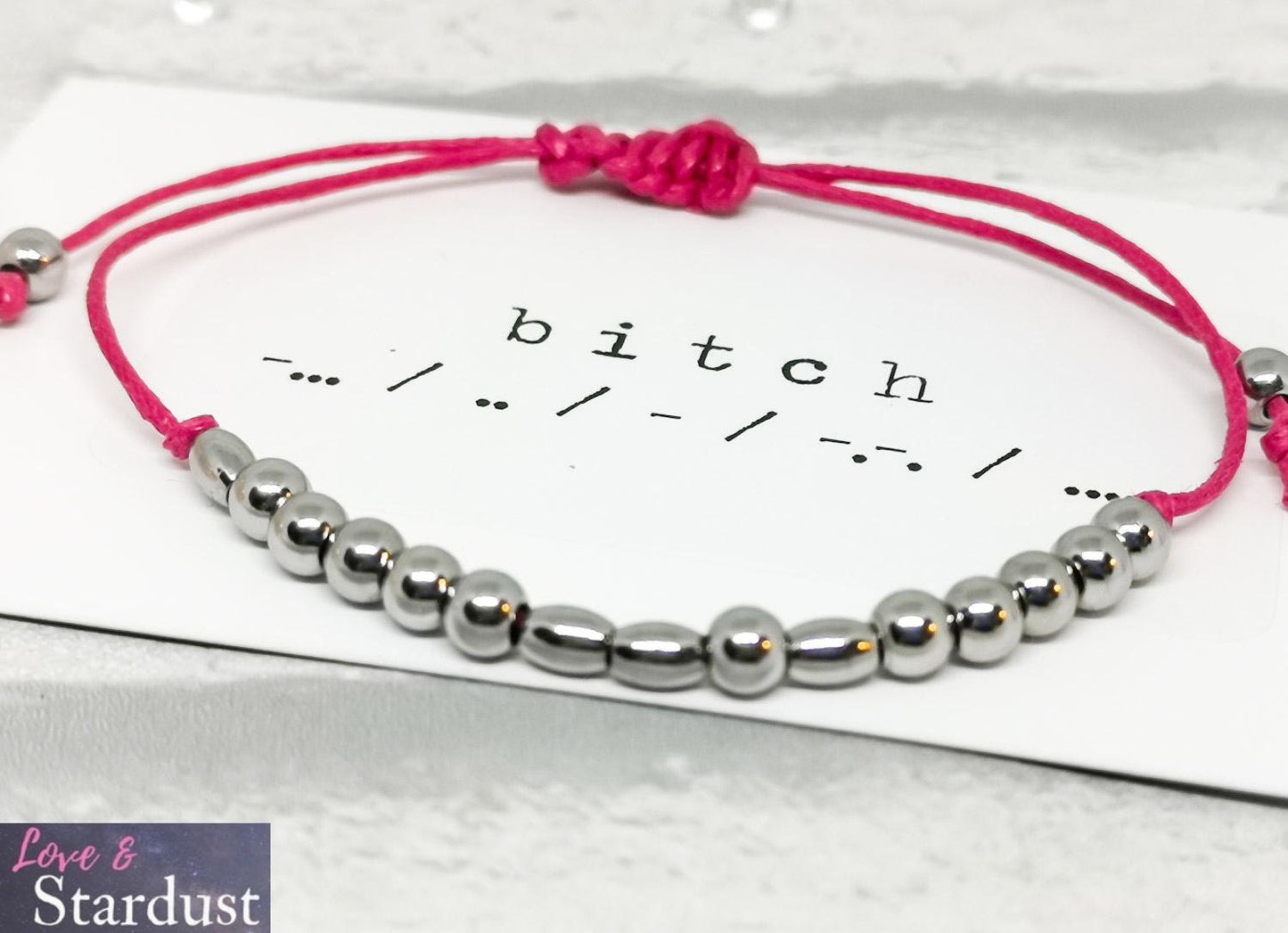 BITCH Morse Code Bracelet
