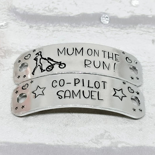 BUGGY RUNNING MUM Personalised Trainer Tags