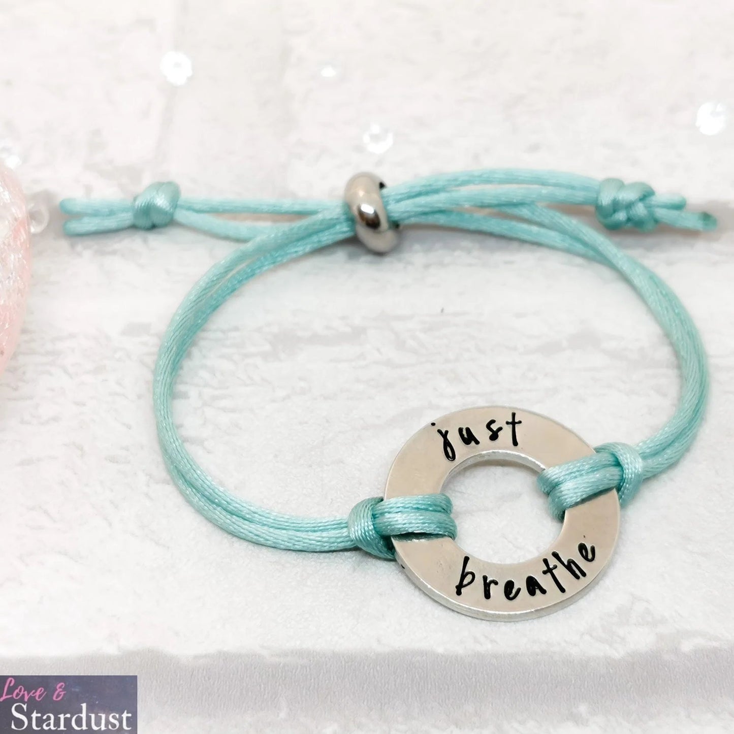 JUST BREATHE Pewter Slider Bracelet