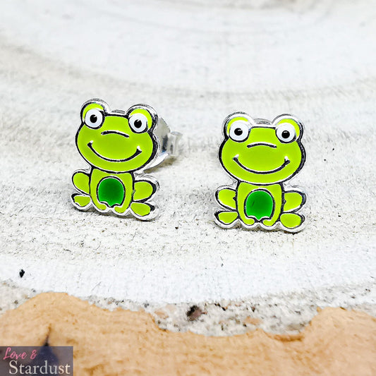 FROG Sterling Silver & Enamel Earrings