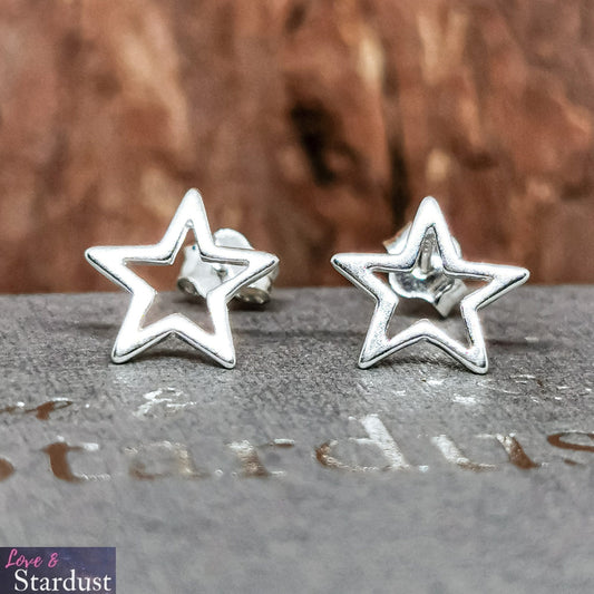 OPEN STAR Sterling Silver Earrings