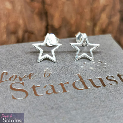 OPEN STAR Sterling Silver Earrings