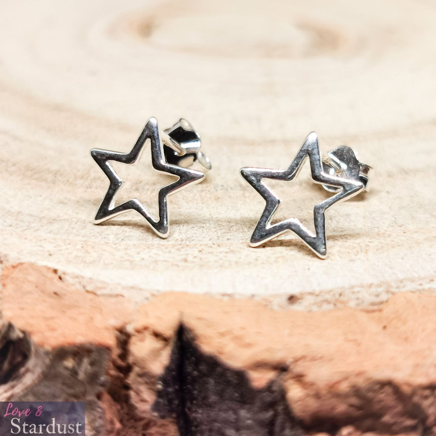 OPEN STAR Sterling Silver Earrings