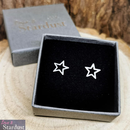 OPEN STAR Sterling Silver Earrings