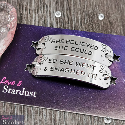 SHE BELIEVED SHE COULD, SO SHE WENT & SMASHED IT Trainer Tags