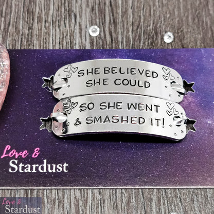 SHE BELIEVED SHE COULD, SO SHE WENT & SMASHED IT Trainer Tags