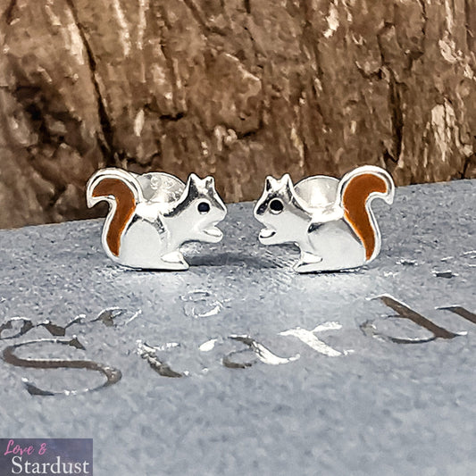 SQUIRREL Sterling Silver & Enamel Earrings