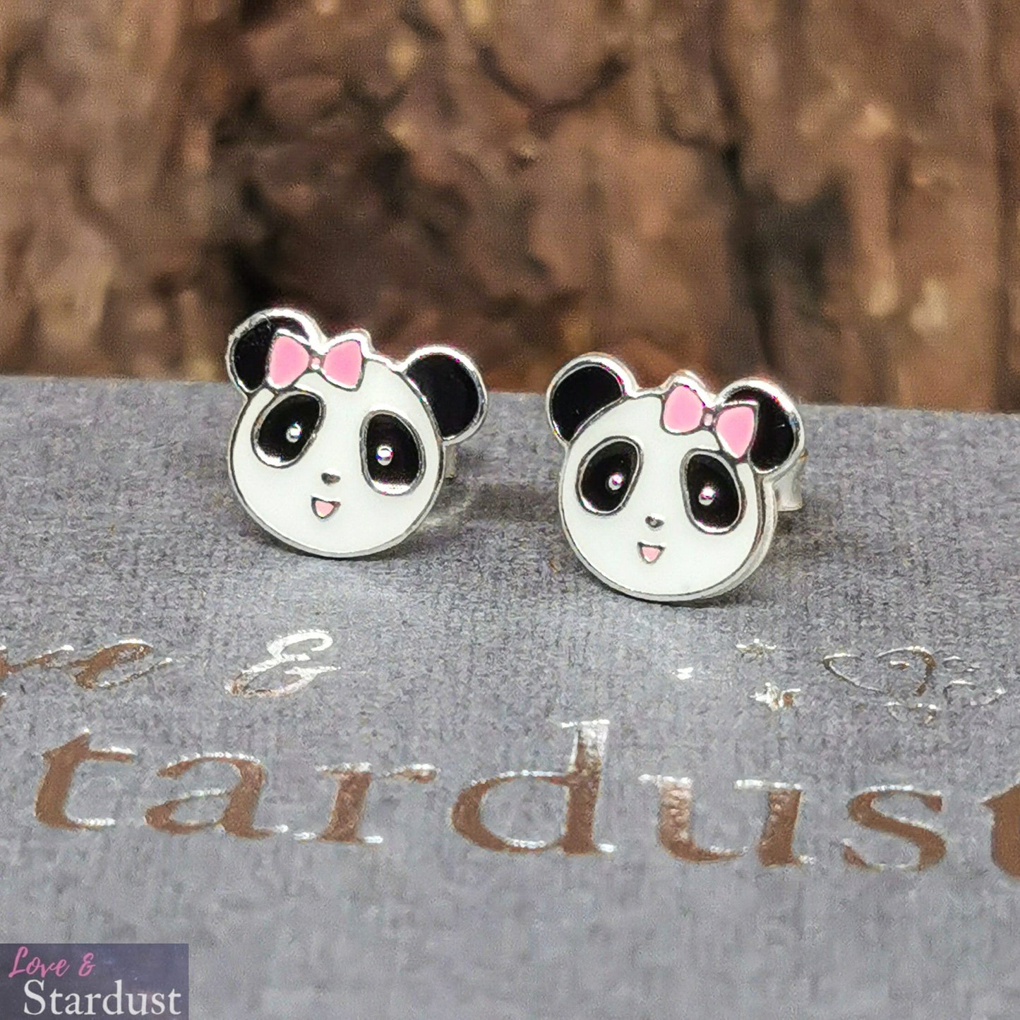 PANDA BEAR Sterling Silver & Enamel Earrings