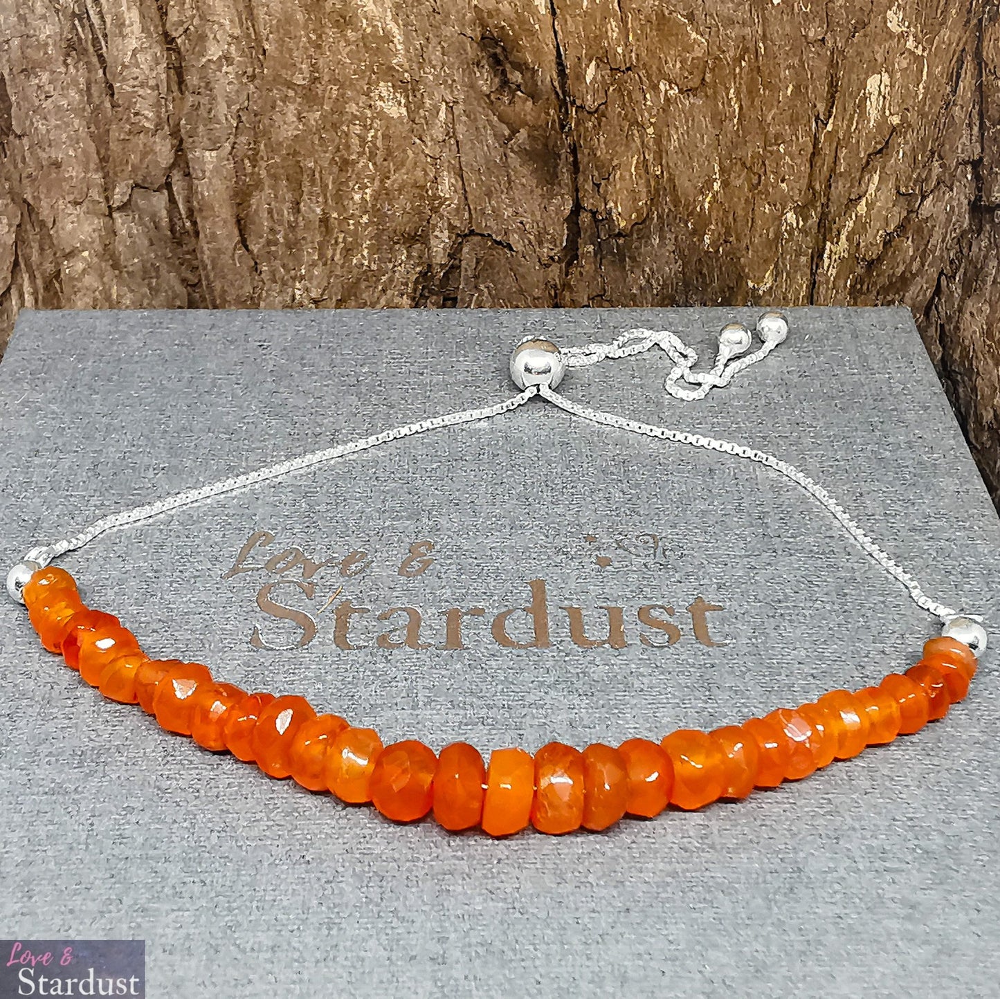 CARNELIAN Sterling Silver Slider Bracelet