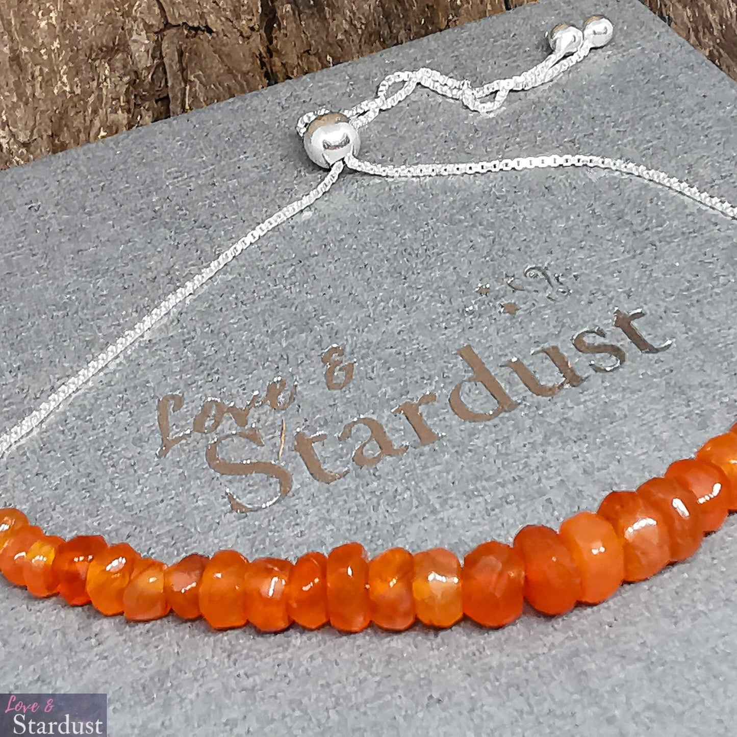 CARNELIAN Sterling Silver Slider Bracelet