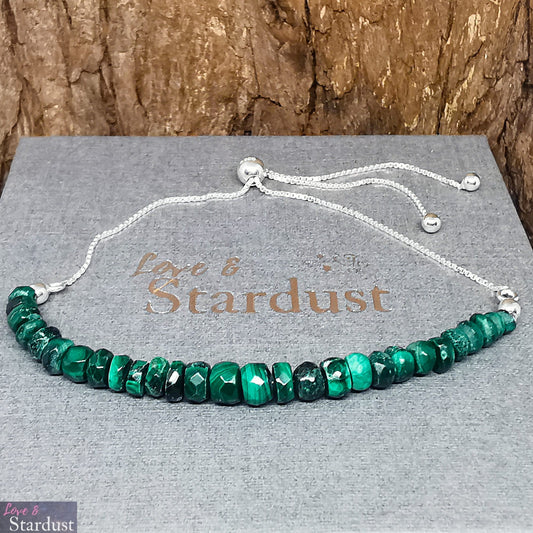 MALACHITE Sterling Silver Slider Bracelet