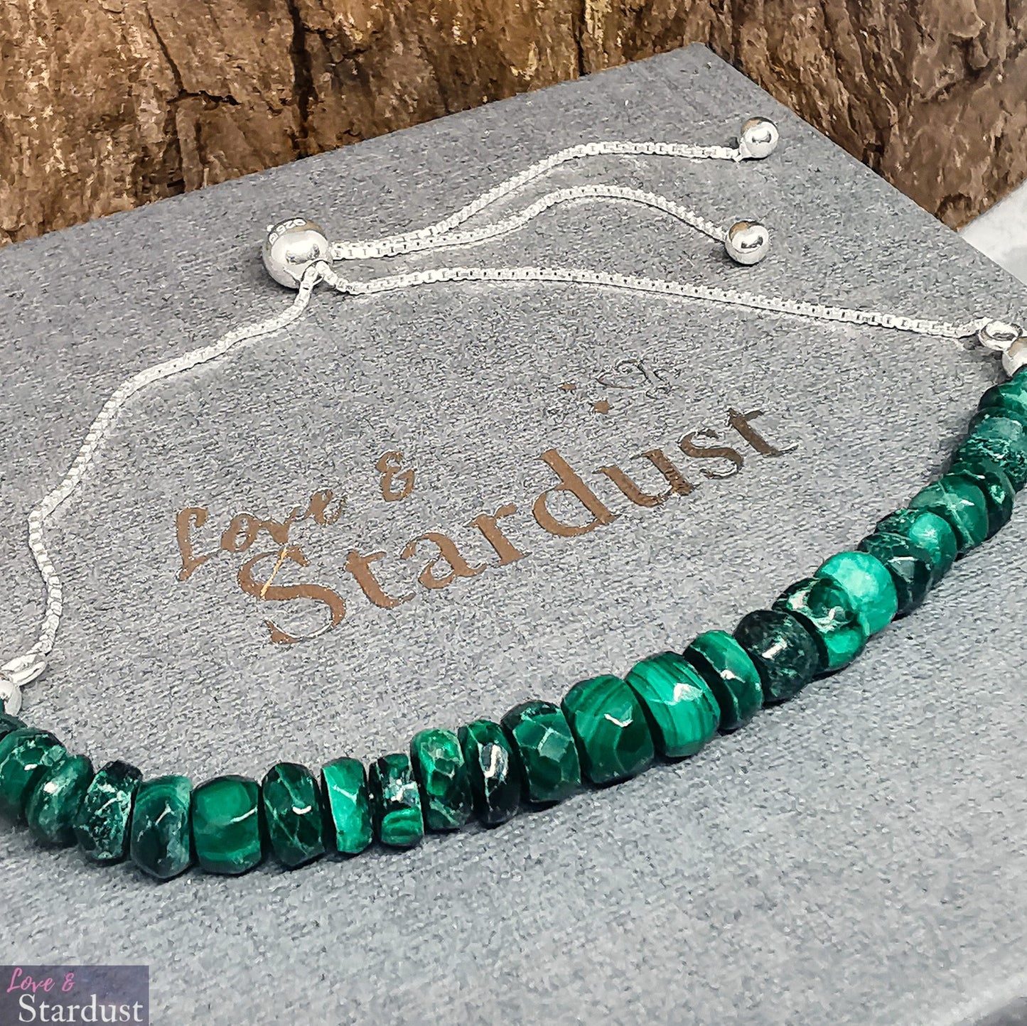 MALACHITE Sterling Silver Slider Bracelet