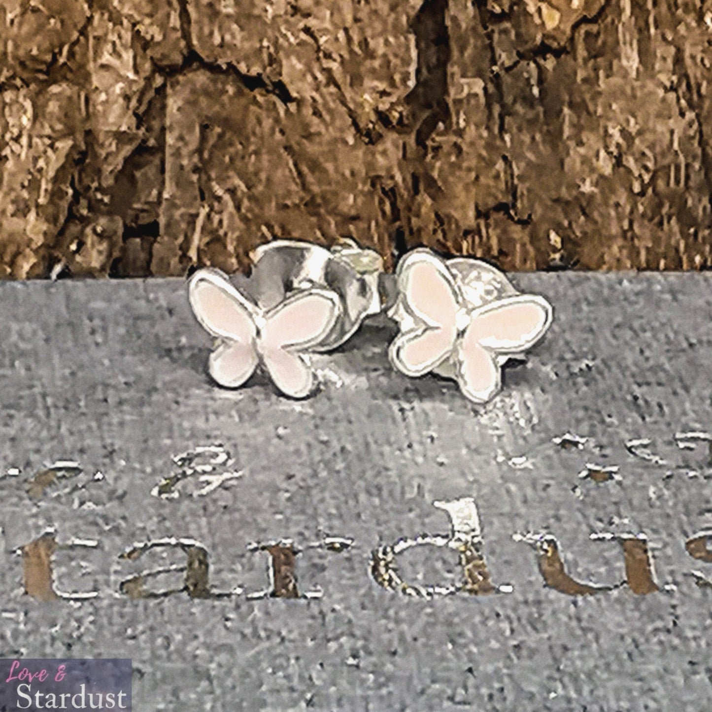 TINY BUTTERFLY (PINK) Sterling Silver & Enamel Earrings