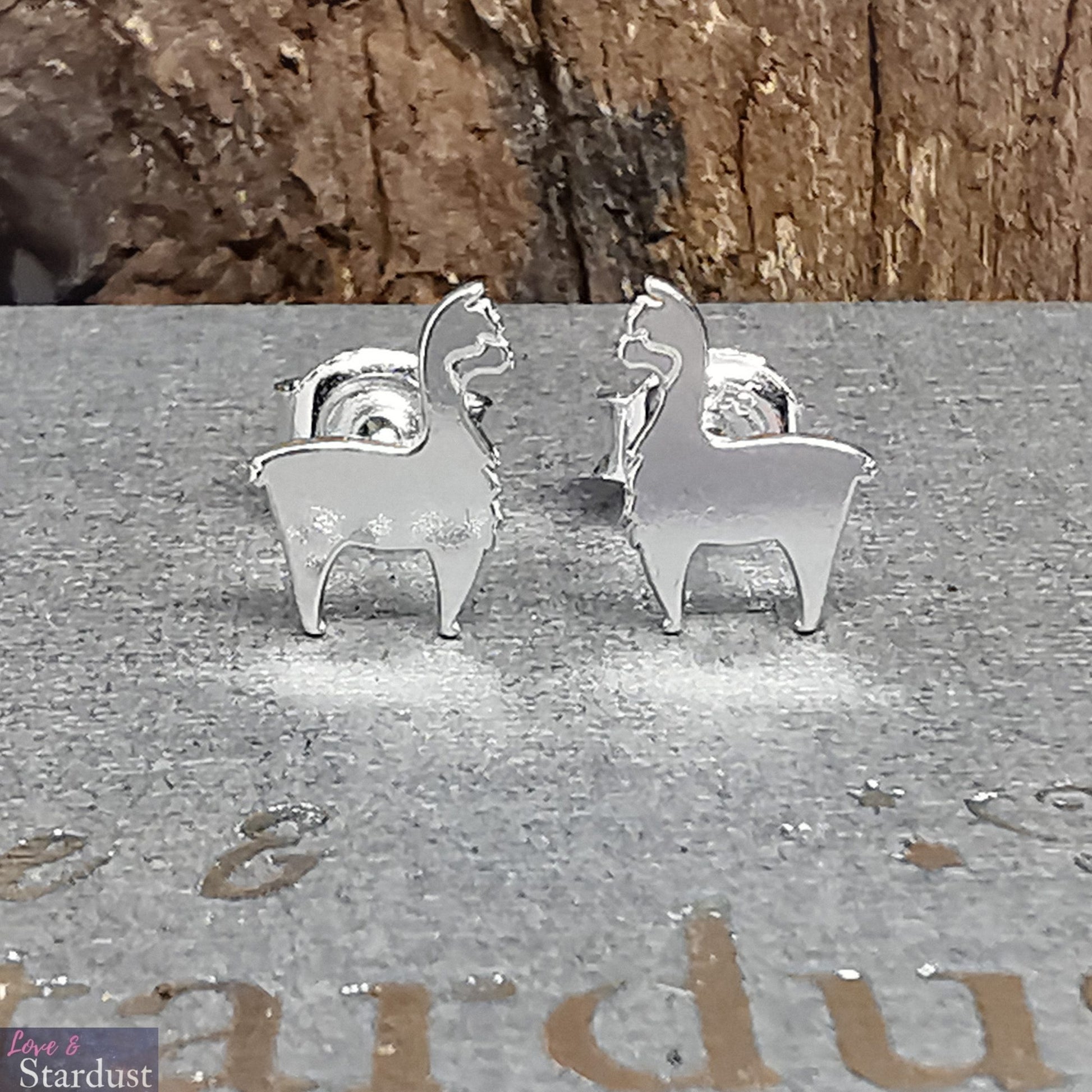 Sterling Silver Alpaca Ear Studs Gift for Animal  Lover