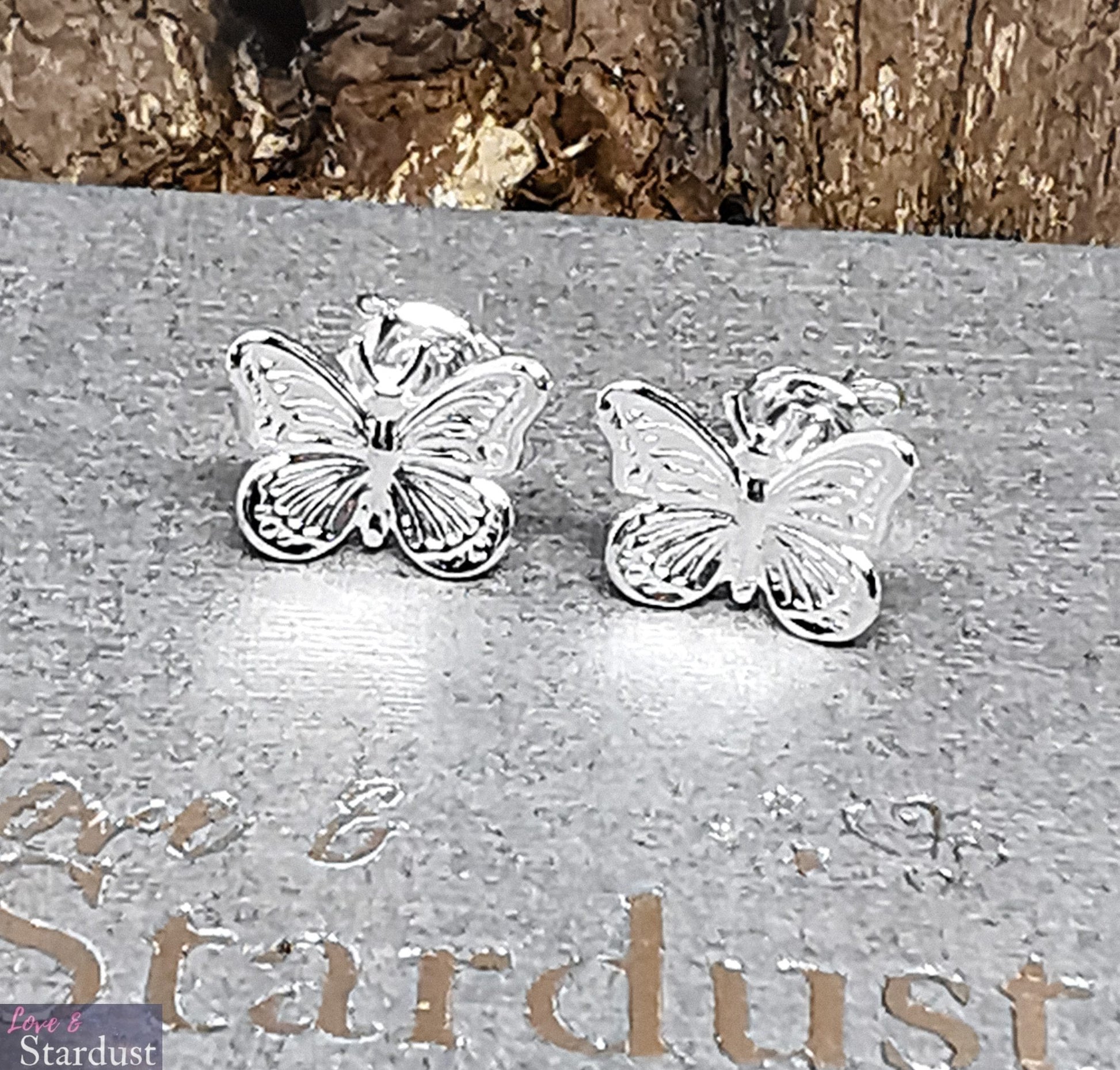 Sterling Silver Heavyweight Butterfly Ear Studs Bug Jewellery