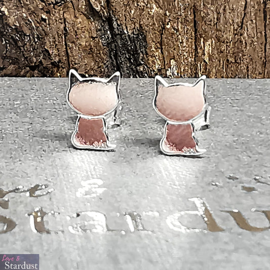 Sterling Silver Kitten Ear Studs Gift for Cat Lover