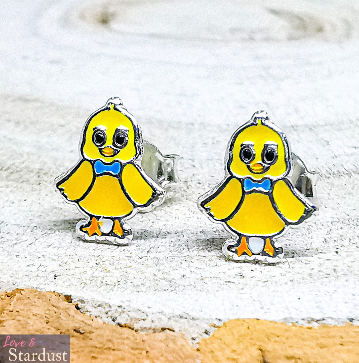 LITTLE CHICK Sterling Silver & Enamel Earrings