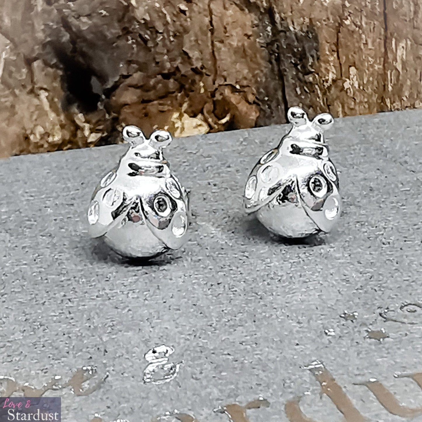 Sterling Silver Ladybird Ear Studs Little Bug Jewellery