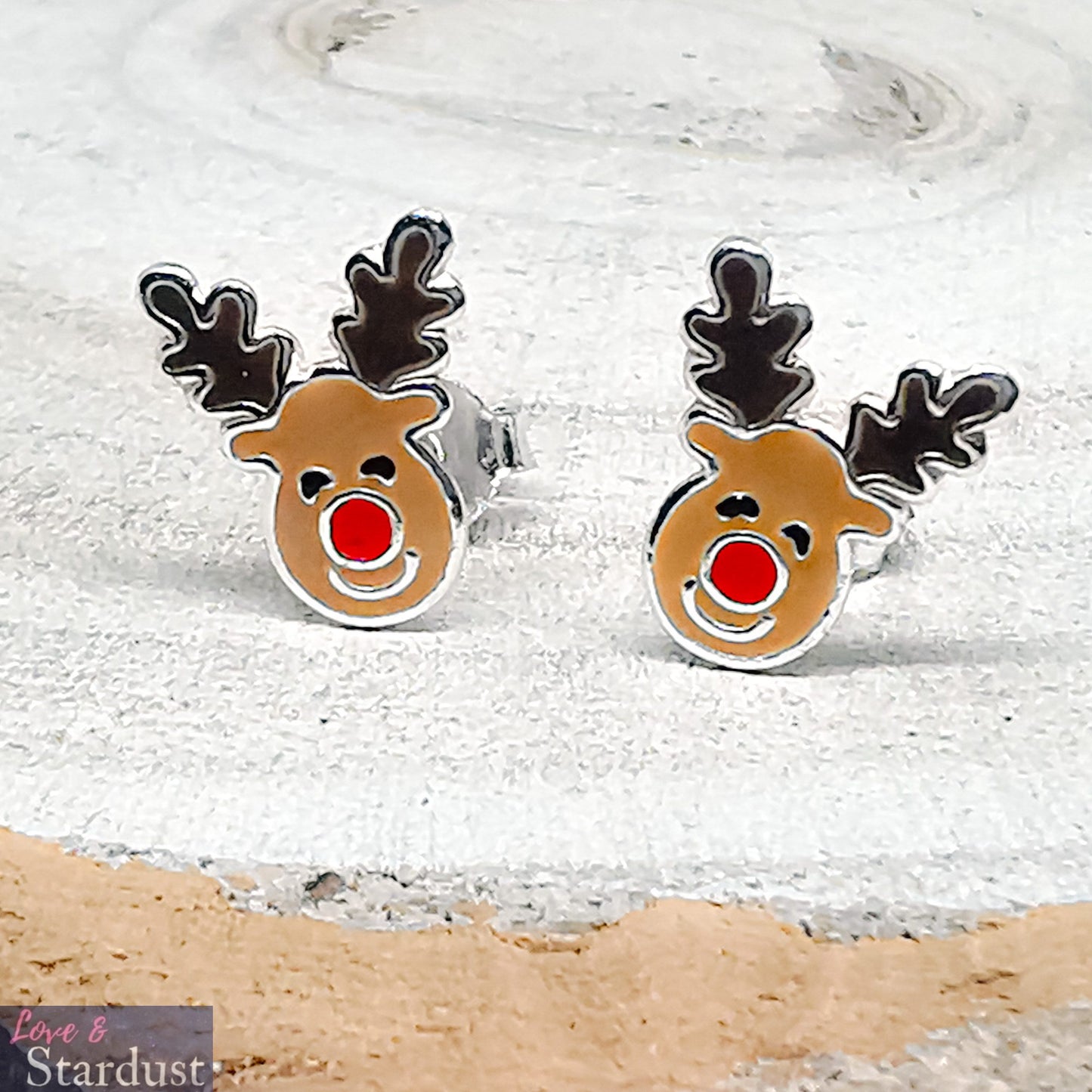 REINDEER Sterling Silver & Enamel Earrings