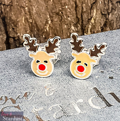 REINDEER Sterling Silver & Enamel Earrings