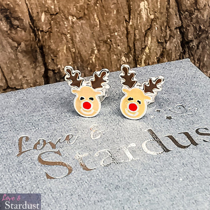 REINDEER Sterling Silver & Enamel Earrings