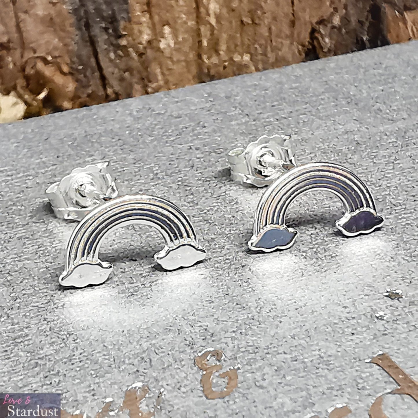 Sterling Silver Rainbow Ear Studs Gift for Her