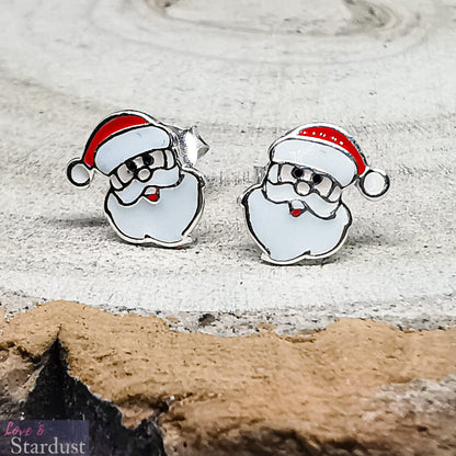 SANTA CLAUS Sterling Silver & Enamel Earrings