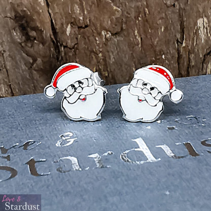 SANTA CLAUS Sterling Silver & Enamel Earrings