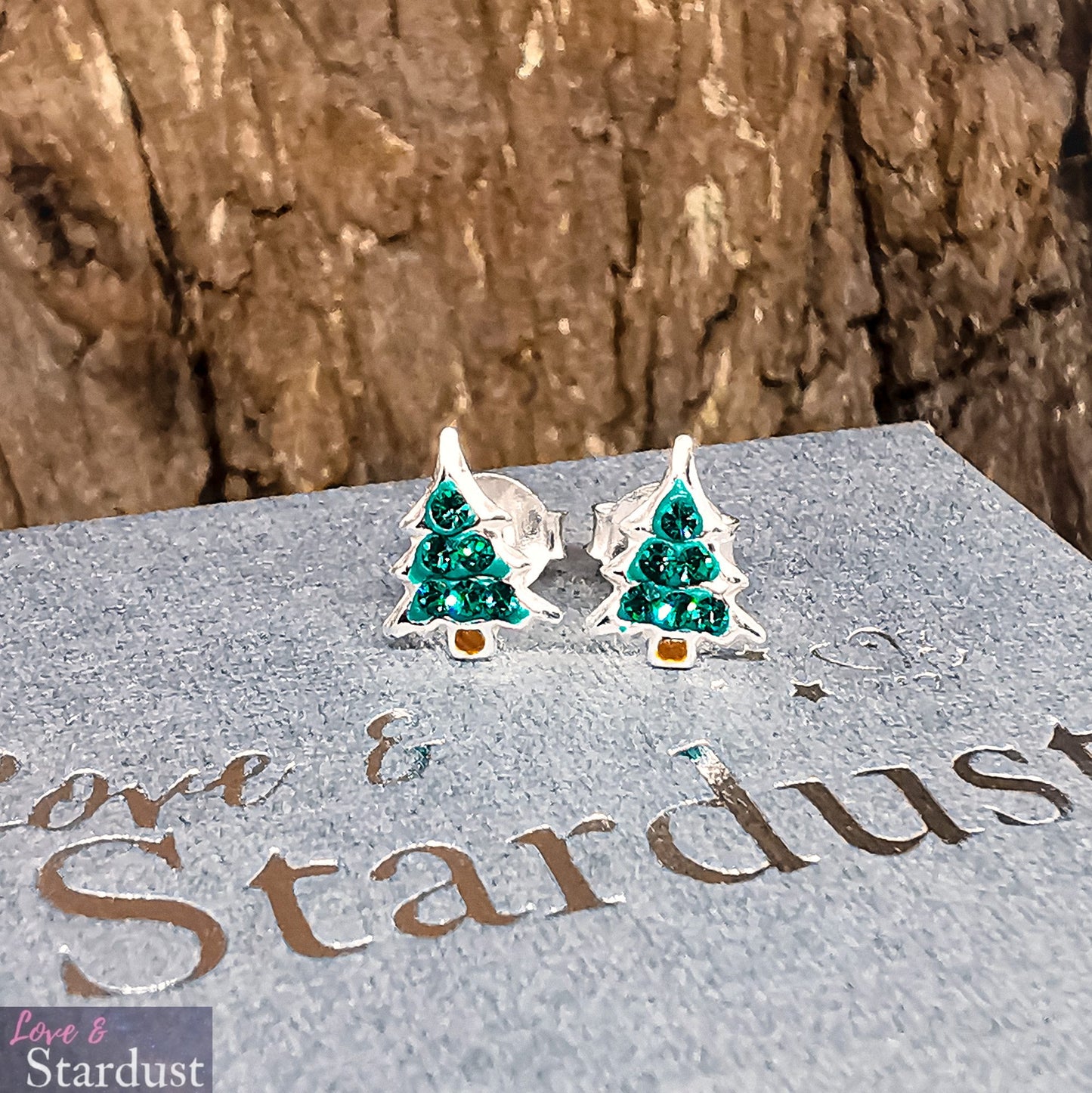 SPARKLY CHRISTMAS TREE Sterling Silver & Crystal Earrings