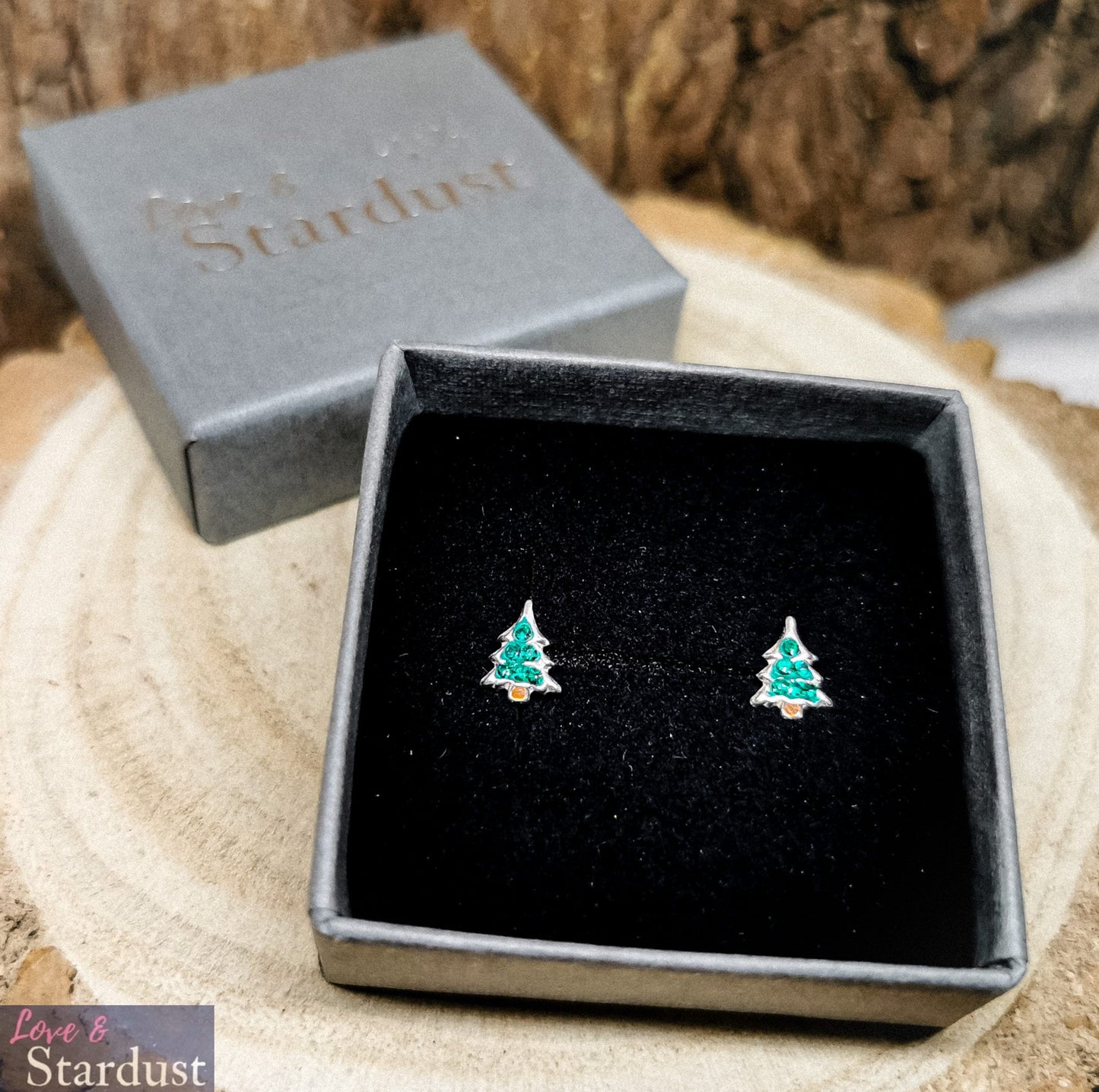 SPARKLY CHRISTMAS TREE Sterling Silver & Crystal Earrings