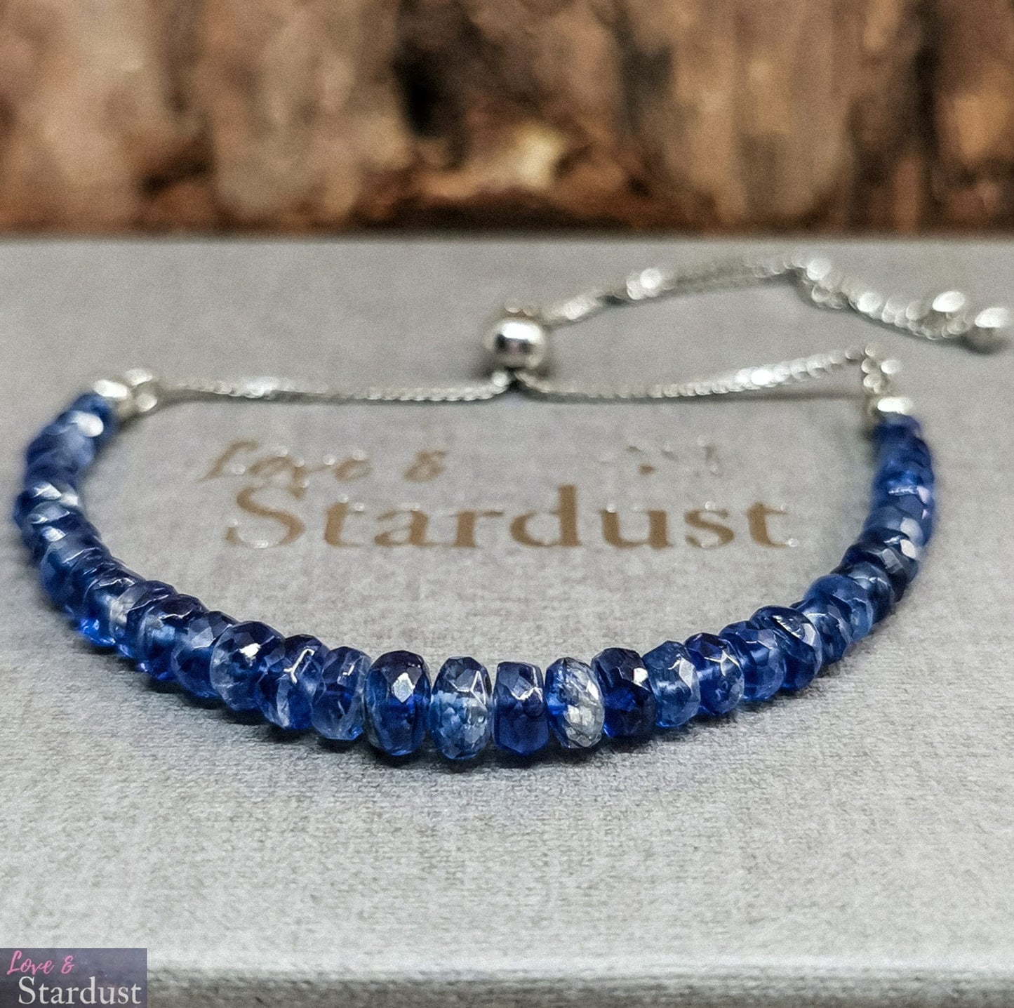 Sterling Silver fully adjustable Slider Bracelet with Nepalese Nilamani Kyanite