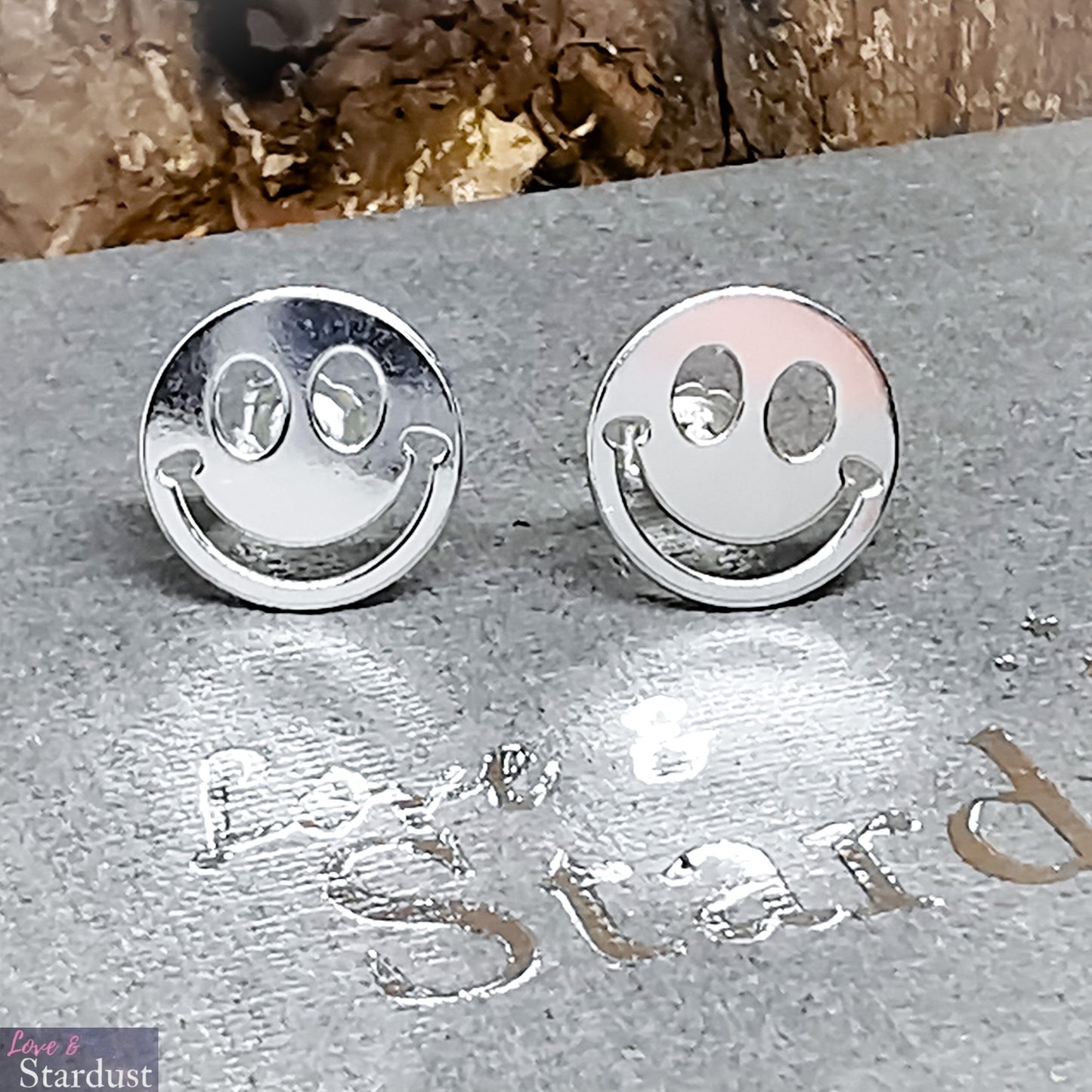 Sterling Silver Happy Face Ear Studs Fun Jewellery