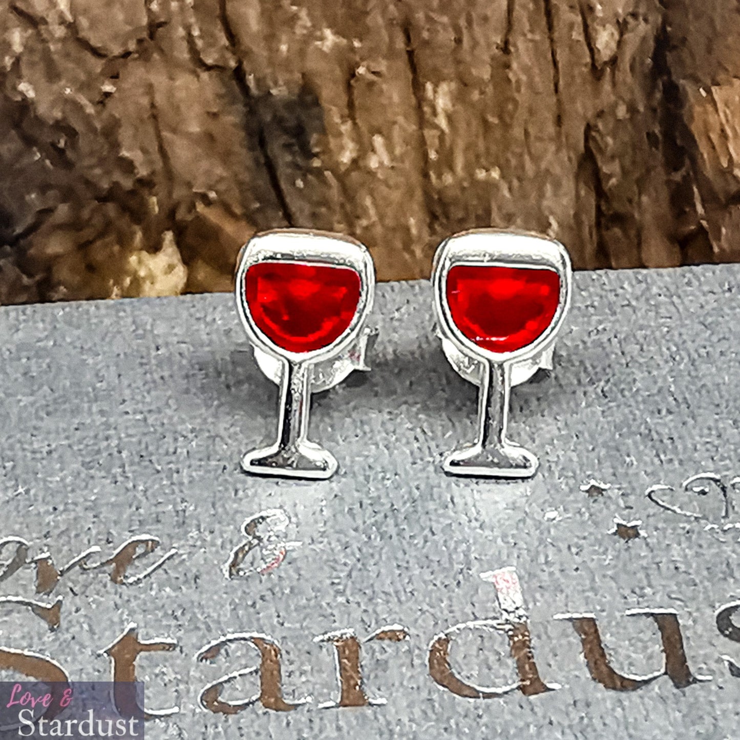 WINE GLASS Sterling Silver & Enamel Earrings