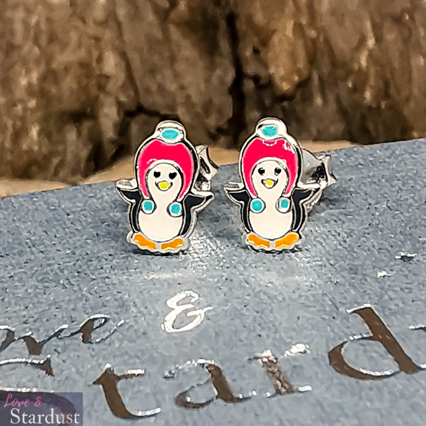 WINTER PENGUIN Sterling Silver & Enamel Earrings