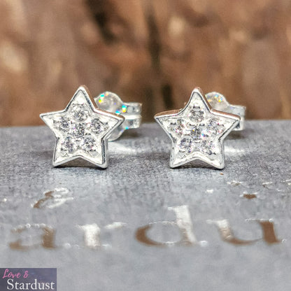 STARS Sterling Silver & CZ Earrings