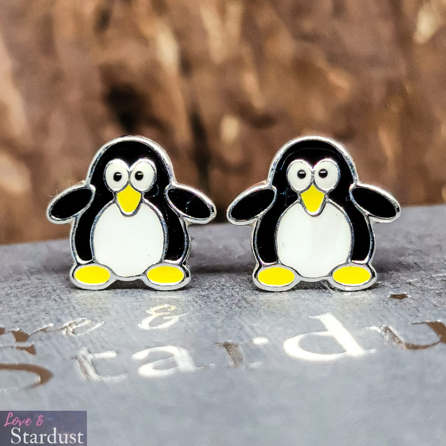 PENGUIN Sterling Silver & Enamel Earrings