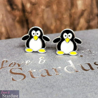 PENGUIN Sterling Silver & Enamel Earrings